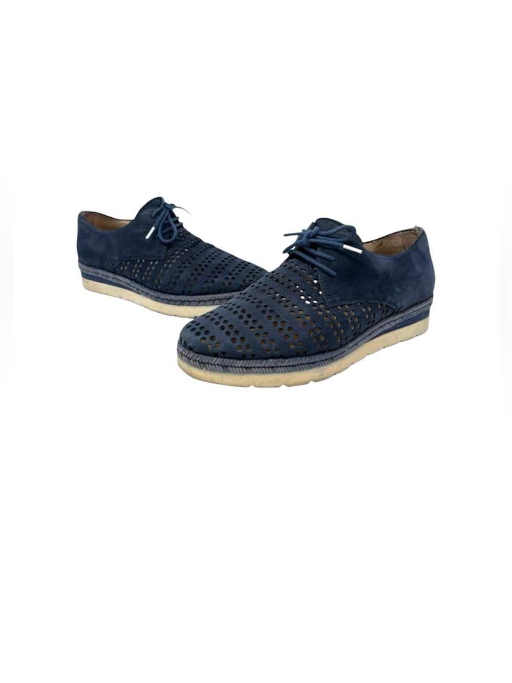Hispanitas Navy Nubuck perforated loafer EU 38